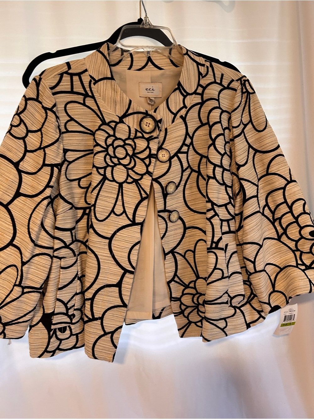 ECI New York Floral Textured Open Front Jacket Blazer Size 14 NWT - Picture 7 of 12
